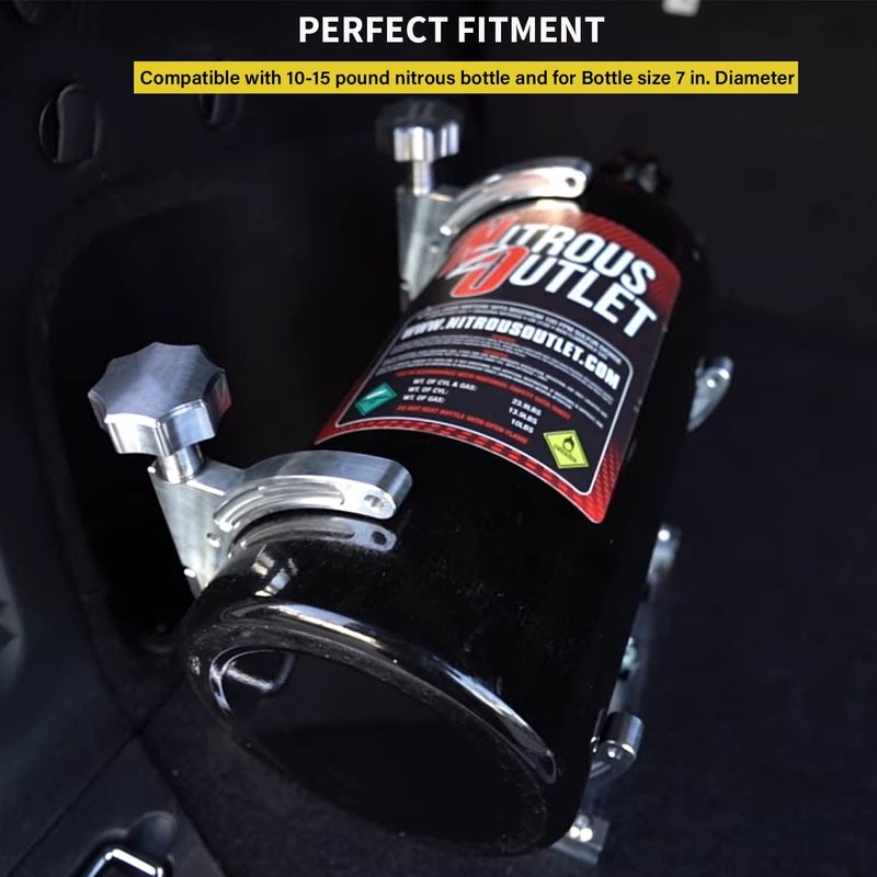 Bzsunway 7  Nitrous Oxide Nos Billet Aluminum Single Bottle Holder Bracket for 10-15 pound nitrous bottle Replace for PCE150.1001 - Image 2
